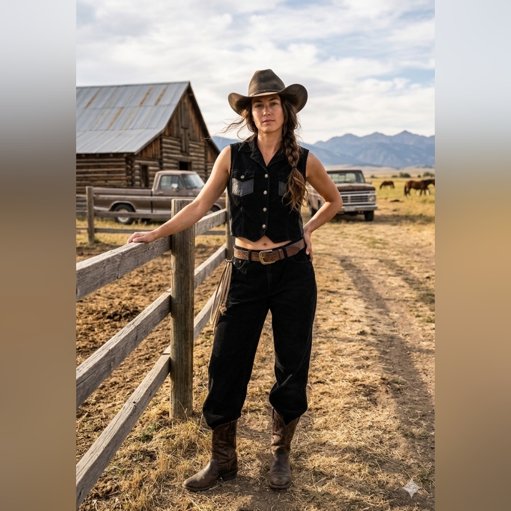 Frye Black Corduroy Button-Up Cropped Vest